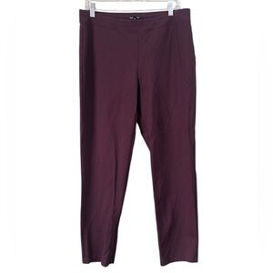 Eileen Fisher Brown Pull On Elastic Waist Straight Leg Pants Sz L